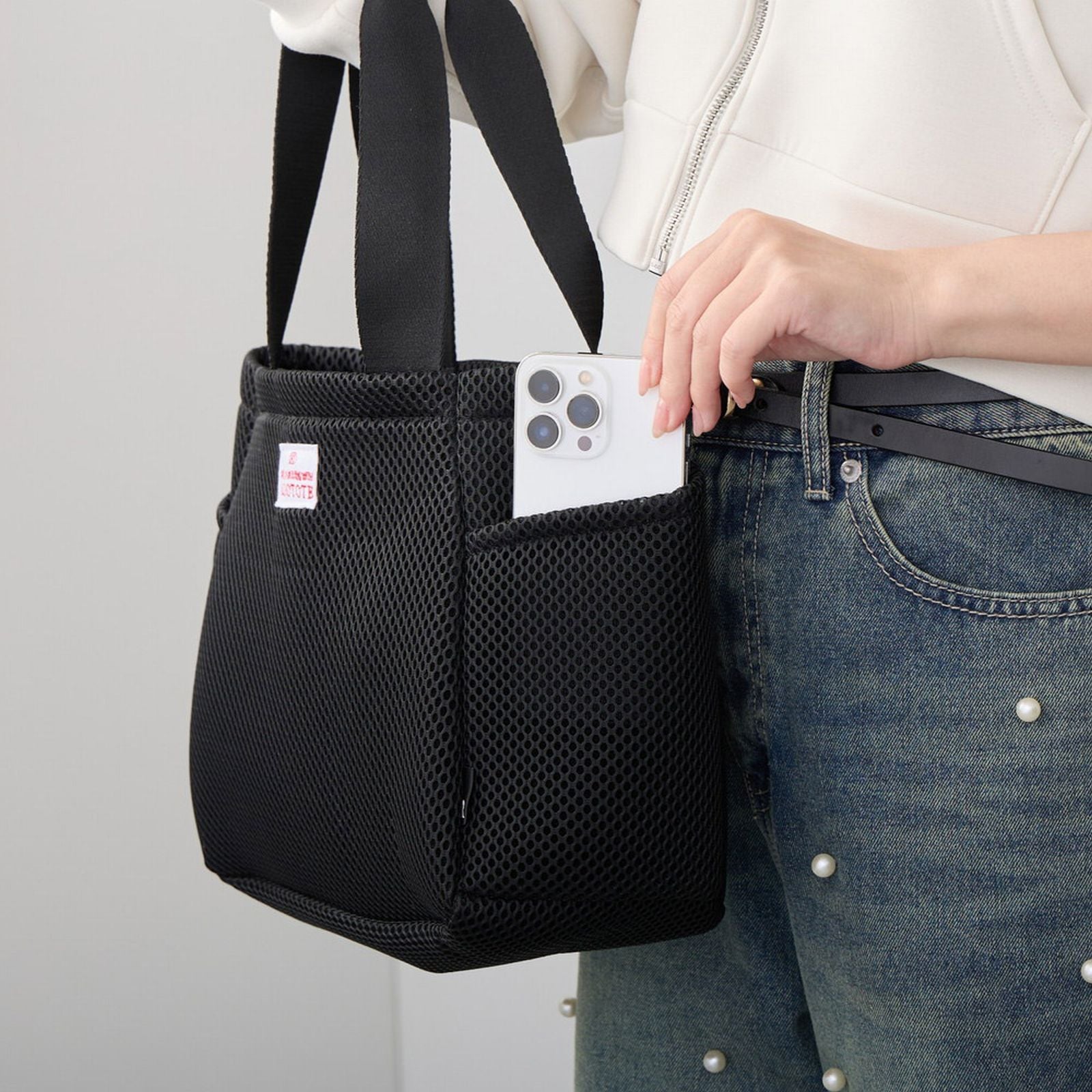 ルートート ROOTOTE トートバッグ レディース 動く仕切り付き 小さめ メッシュ 軽量 SN.デリ.パルーティ.ウエッファ-A 3672 （03 ブラック） 03 ブラック