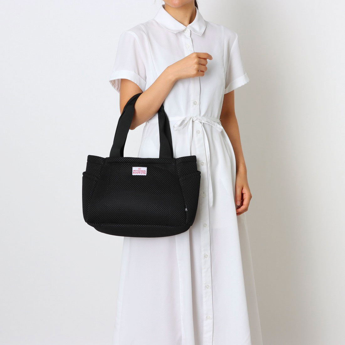 ルートート ROOTOTE トートバッグ レディース 動く仕切り付き 小さめ メッシュ 軽量 SN.デリ.パルーティ.ウエッファ-A 3672 （03 ブラック） 03 ブラック