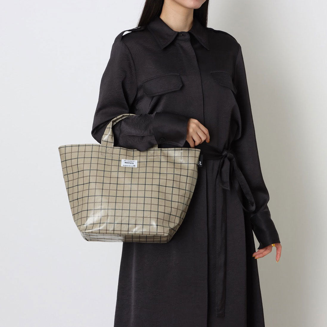 ルートート ROOTOTE トートバッグ レディース ヨコ型 表ラミネート加工 自立 EU デリ ラミネート-T 3608 （04 チェック・ベージュ） 04 チェック・ベージュ