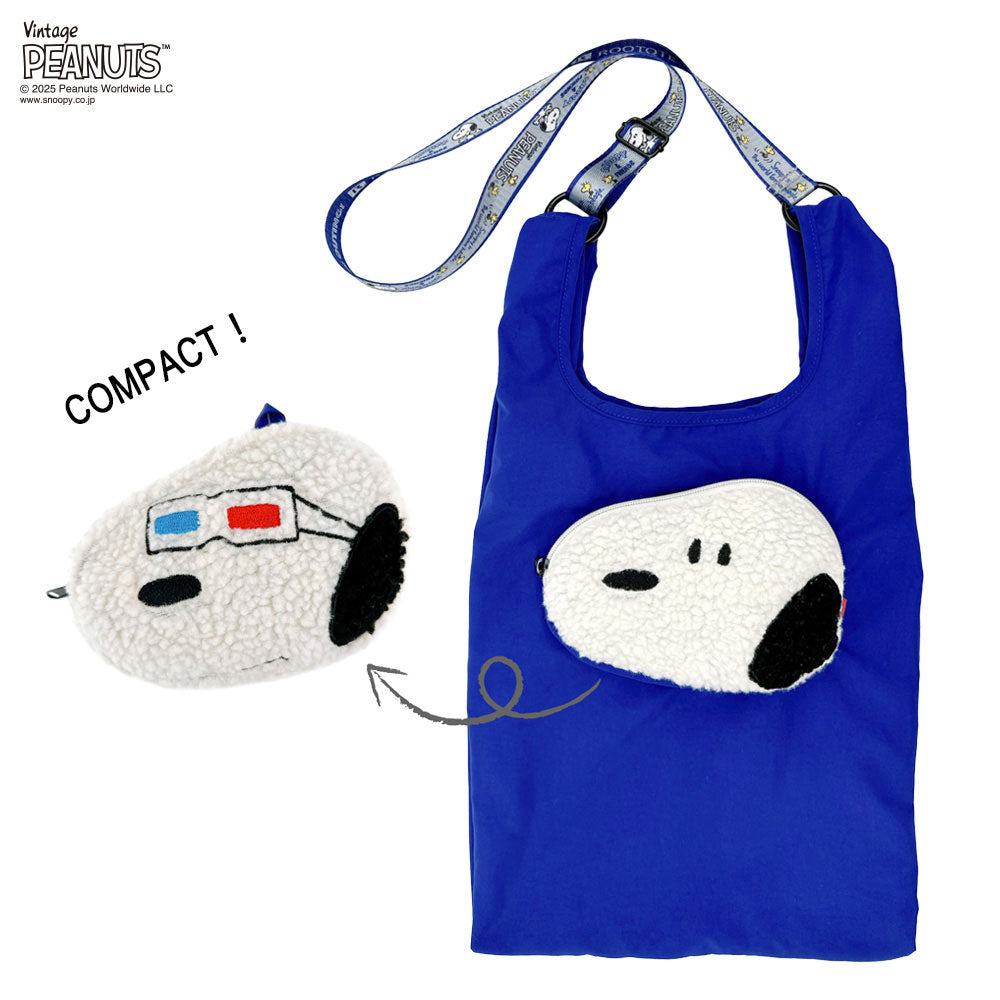 ルートート ROOTOTE トートバッグ レディース スヌーピー モチーフ 折りたたみ可能 ショルダー付 エコバッグ IP ルーショッパー ピーナッツ-0P 8458 （04 3D グラス） 04 3D グラス