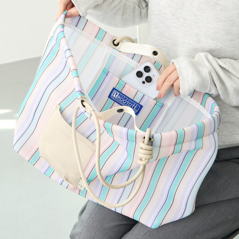 ルートート ROOTOTE トートバッグ レディース メッシュ 大きめ A4 ヨコ型 手提げ 軽量 SC.ミディアム.ウエッファ-C 3564 （03 マシュマロ） 03 マシュマロ