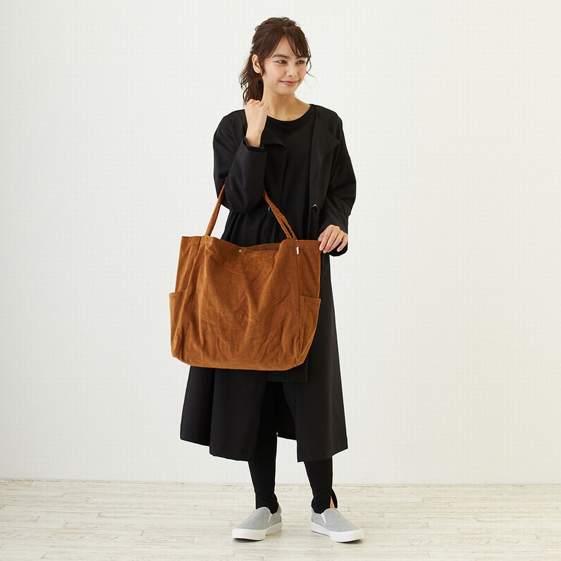 ルートート ROOTOTE コーデュロイ 大容量 よこ型 トートバッグ NA.ミディアム マルシェ マイニチ A 2977