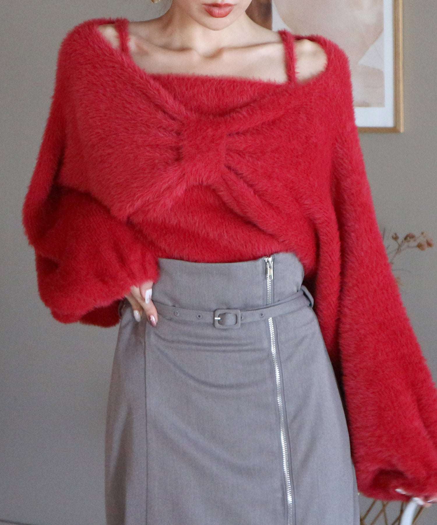 Royal Party Ribbon Bolero Shaggy Knit Ensemble