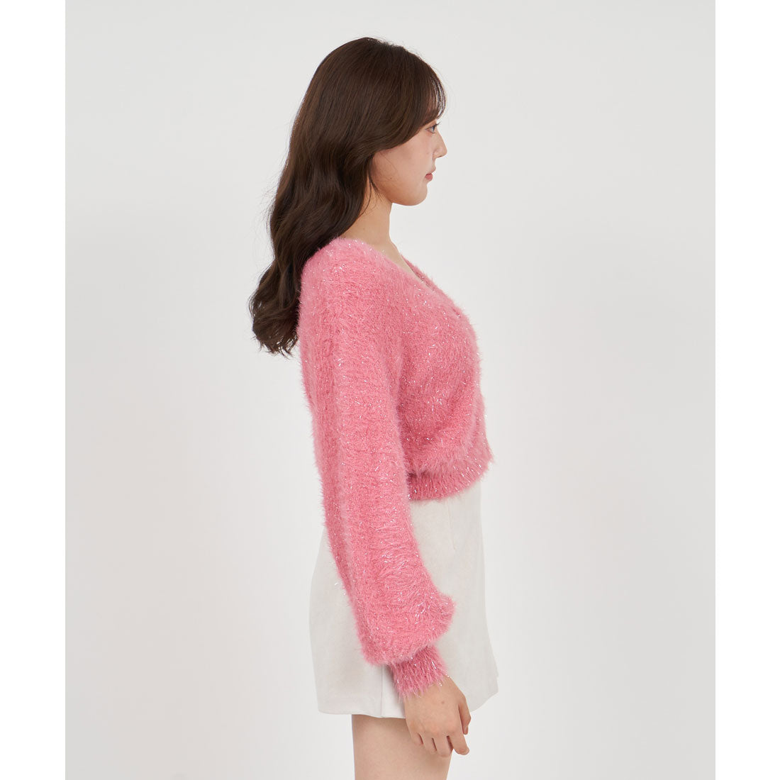 Royal Party 2way Lame Shaggy Knit Cardigan