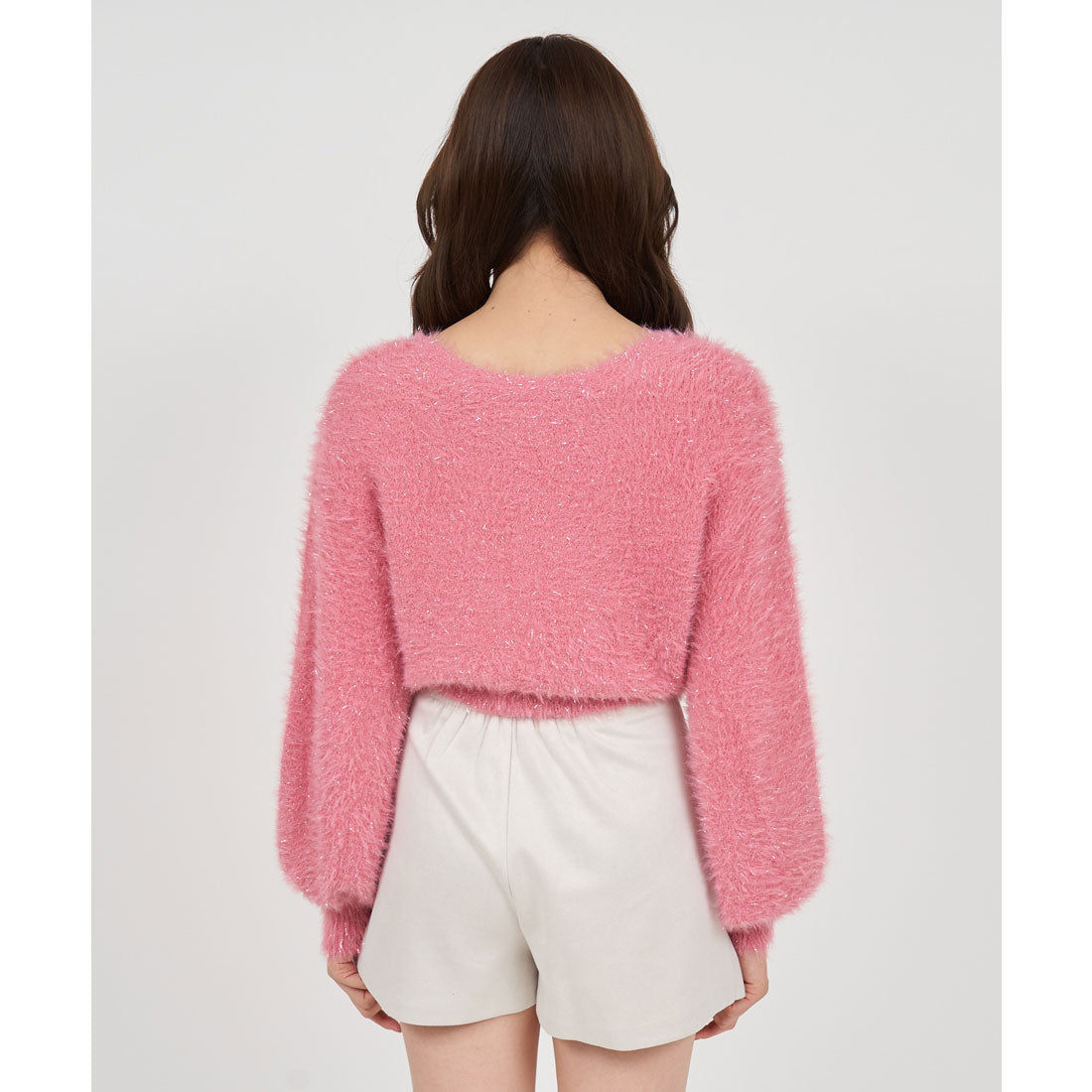 Royal Party 2way Lame Shaggy Knit Cardigan