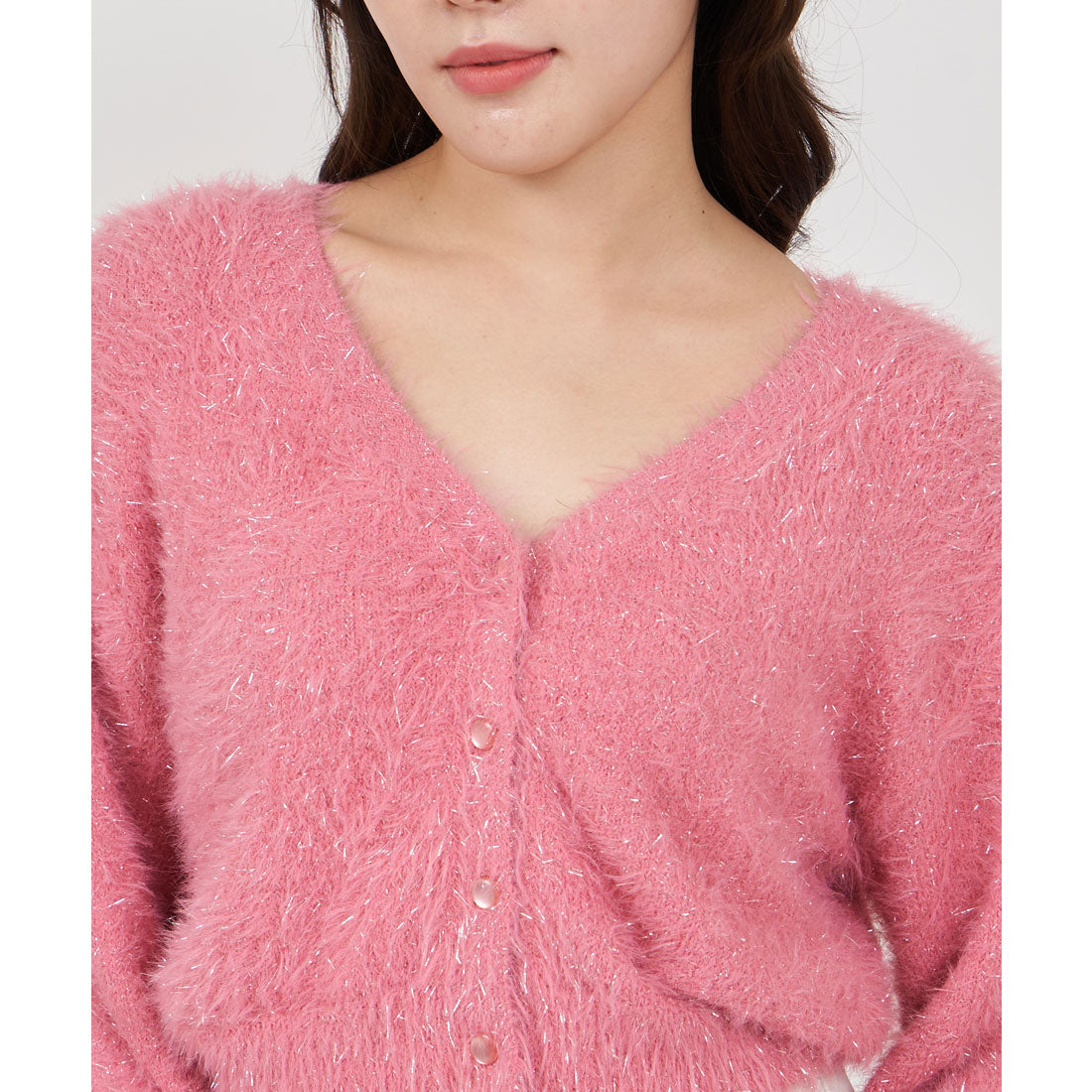 Royal Party 2way Lame Shaggy Knit Cardigan