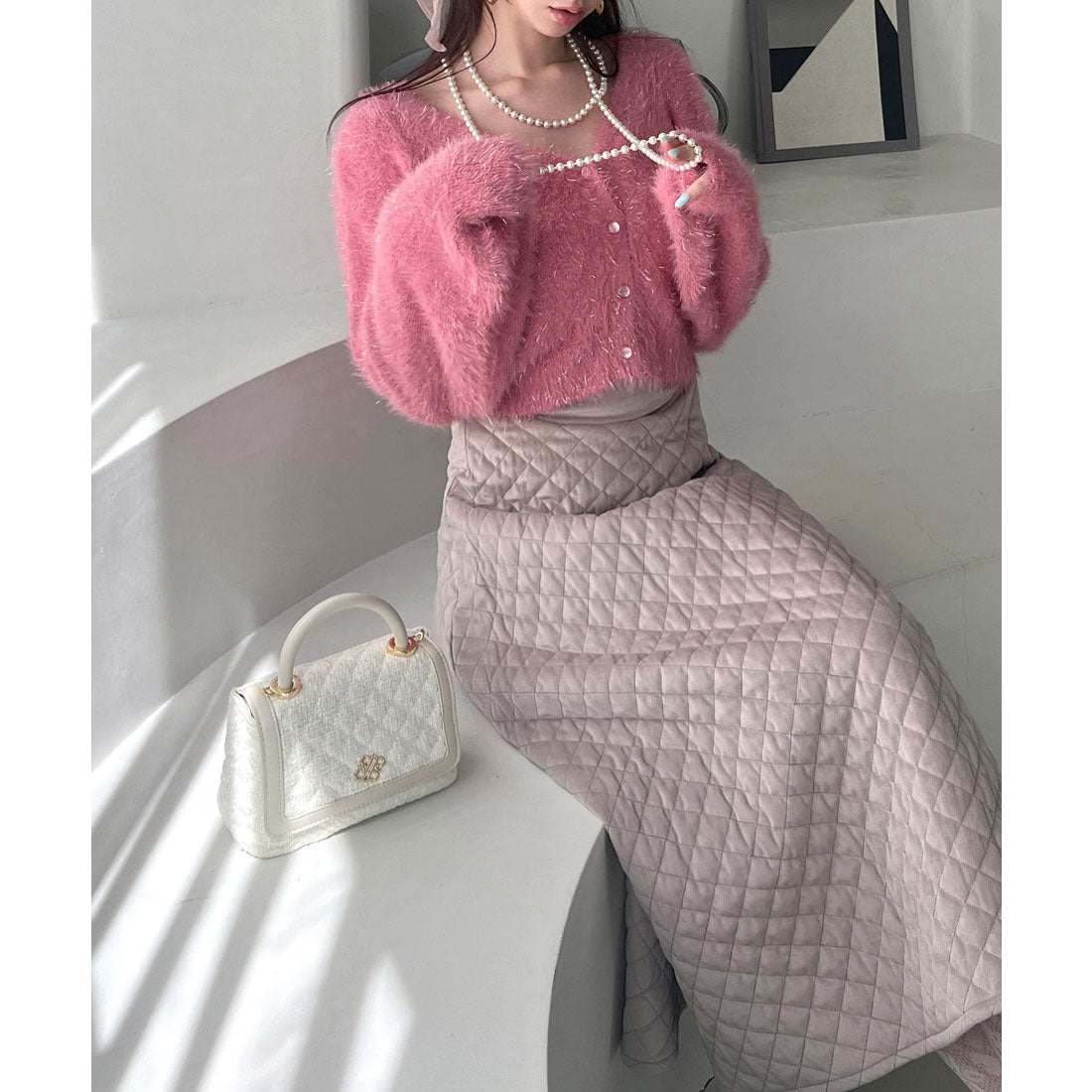 Royal Party 2way Lame Shaggy Knit Cardigan