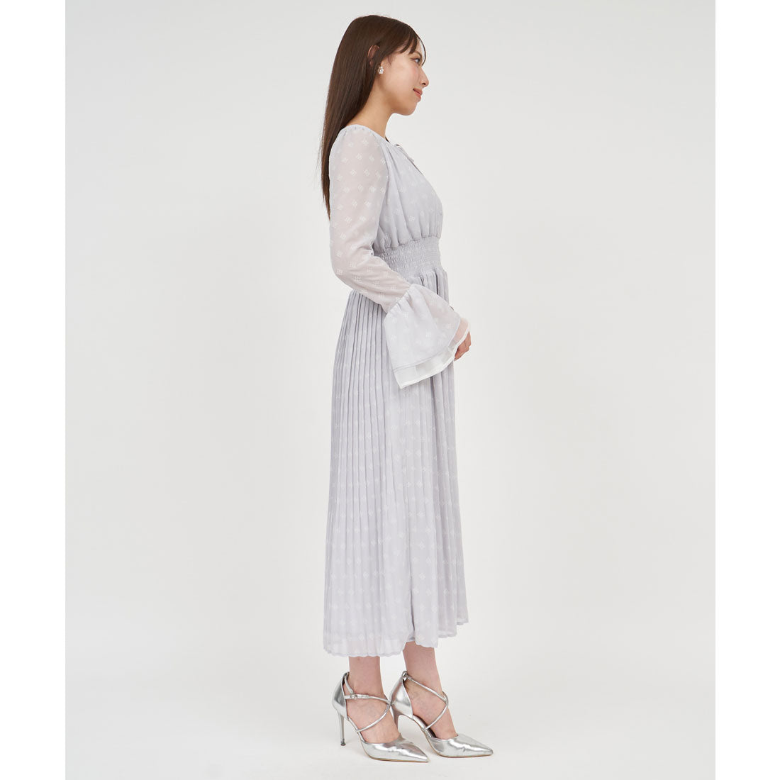 Royal Party Flocked Logo Pleated One-Piece Dress