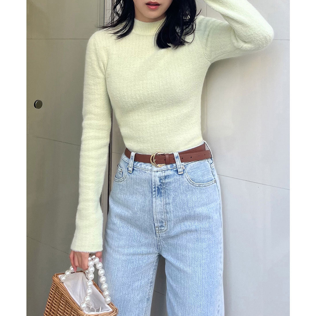 ロイヤルパーティー ROYAL PARTY プチハイミニシャギーニットトップス （グリーン） グリーン