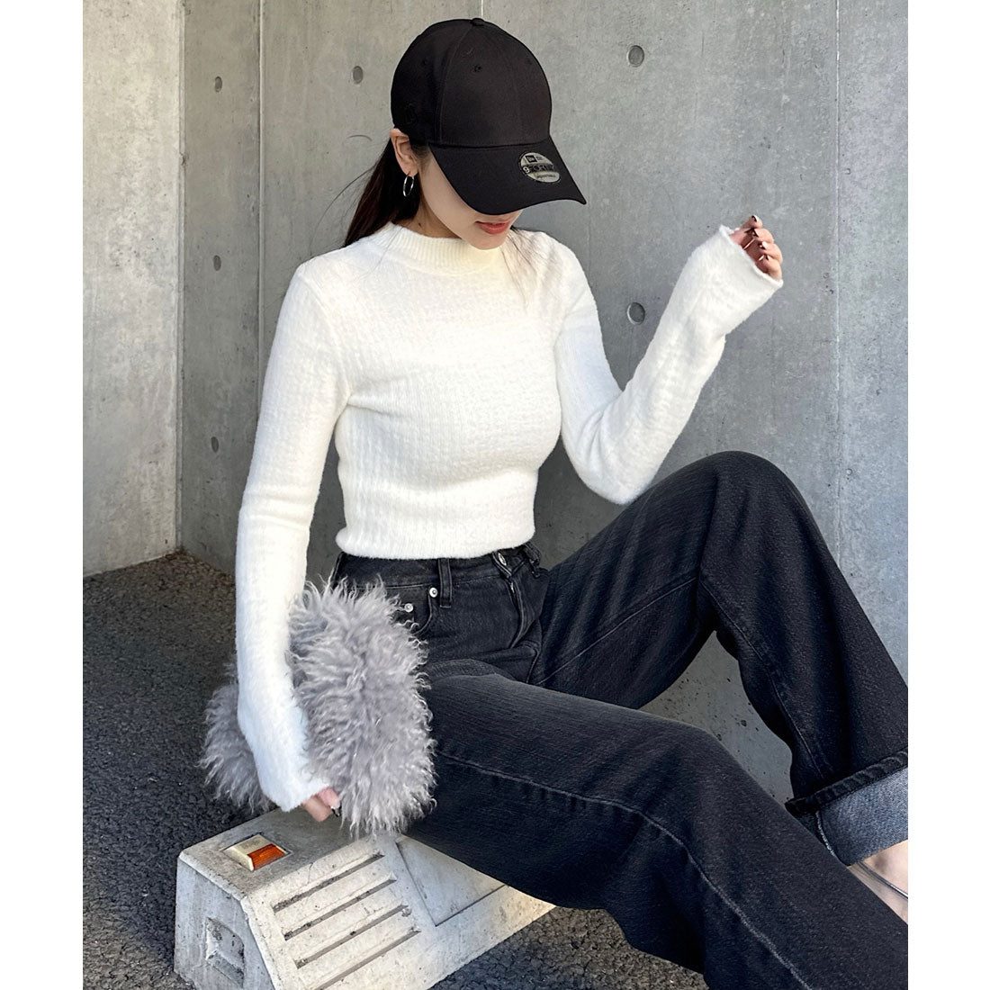 ロイヤルパーティー ROYAL PARTY プチハイミニシャギーニットトップス （オフホワイト） オフホワイト