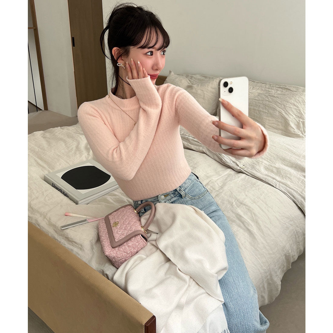 ロイヤルパーティー ROYAL PARTY プチハイミニシャギーニットトップス （ピンク） ピンク