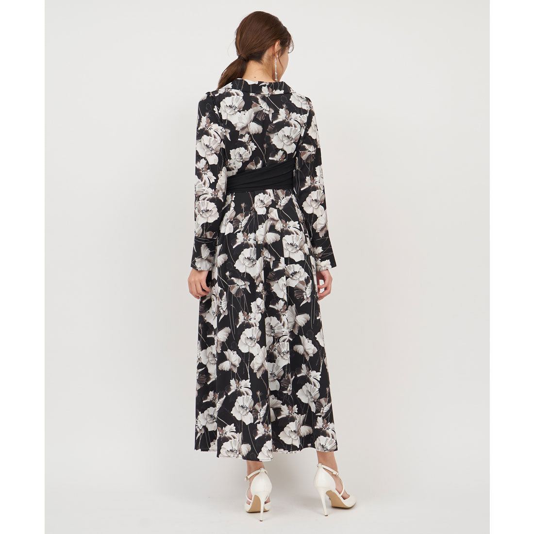 Royal Party Mixed Material Wrap Shirt Dress