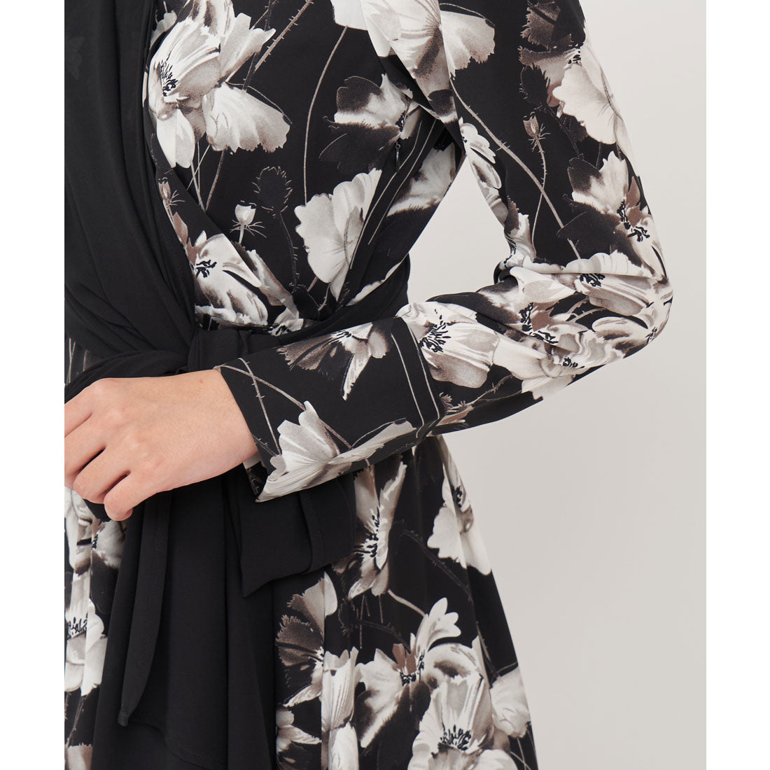Royal Party Mixed Material Wrap Shirt Dress
