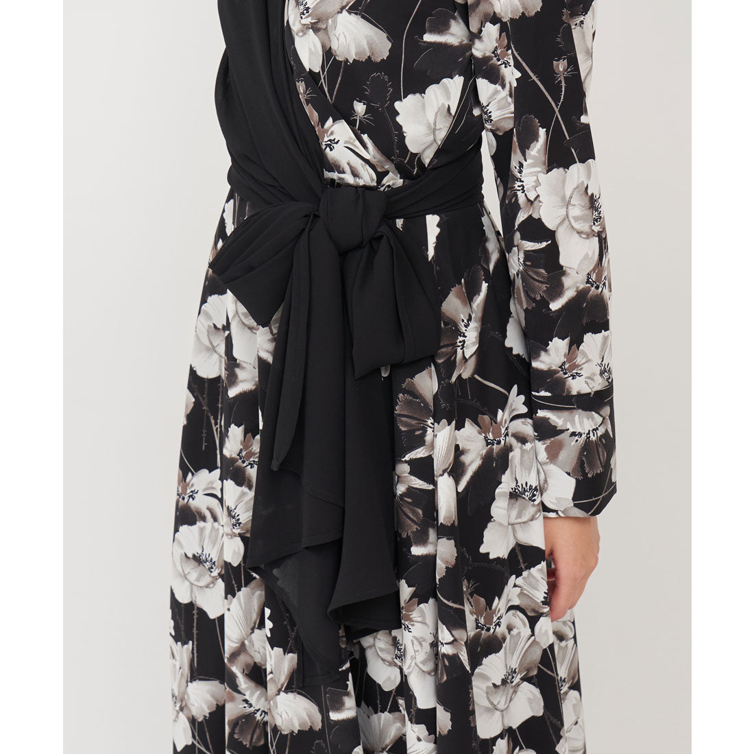Royal Party Mixed Material Wrap Shirt Dress