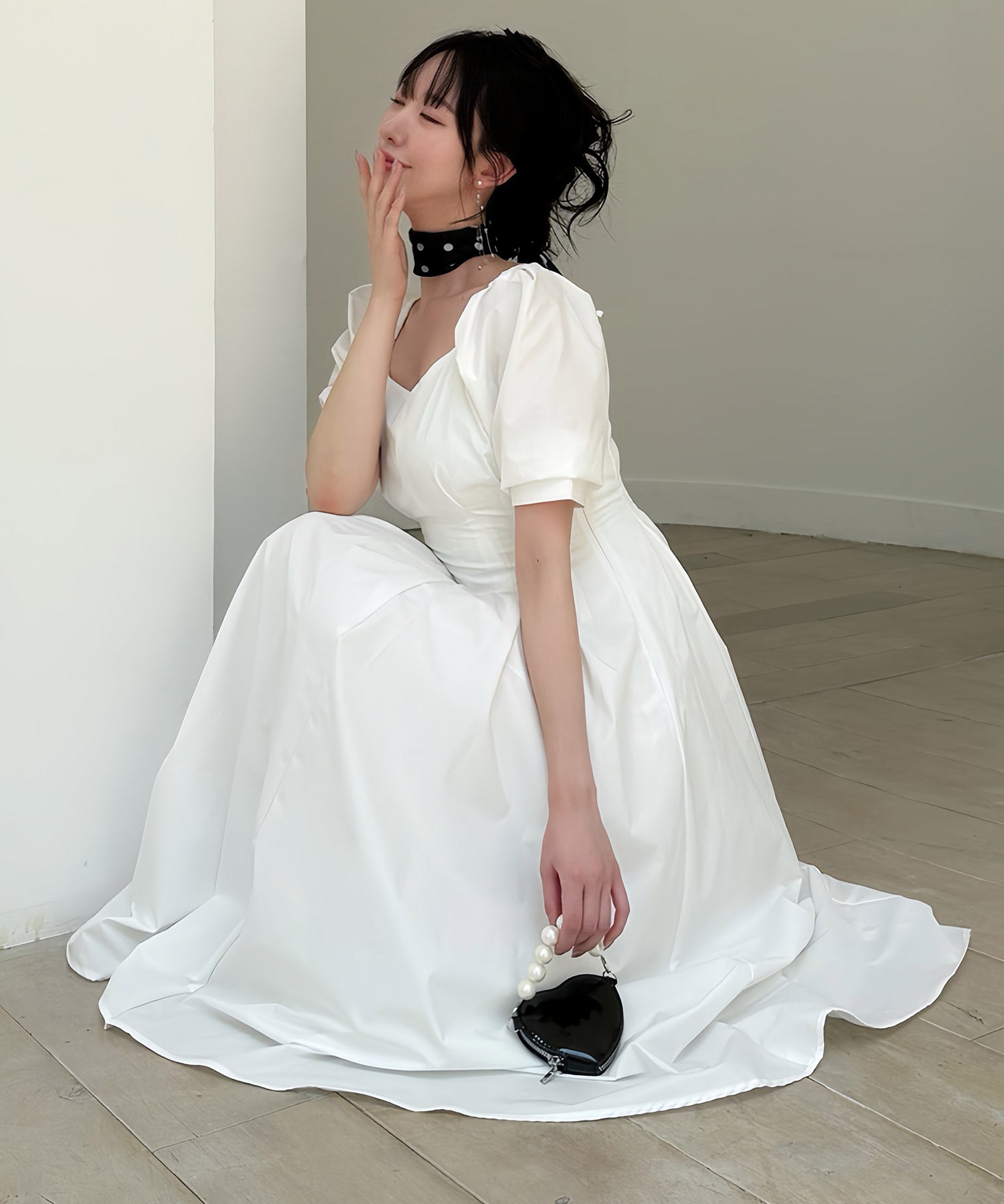 ロイヤルパーティー ROYAL PARTY ボリュームスリーブタックフレアワンピース （オフホワイト） オフホワイト