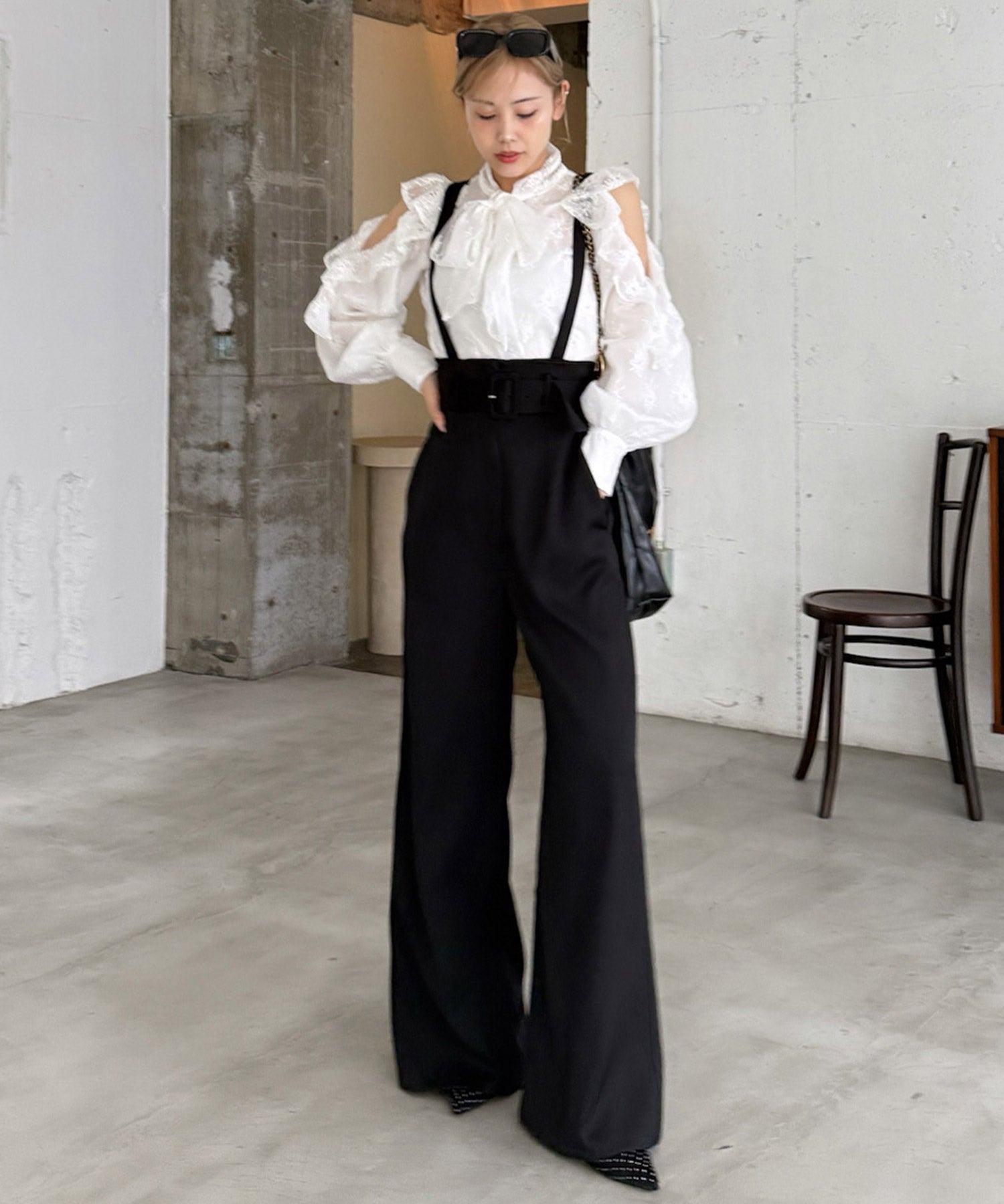 ロイヤルパーティー ROYAL PARTY レースコールドショルダーリボンブラウス （オフホワイト） オフホワイト