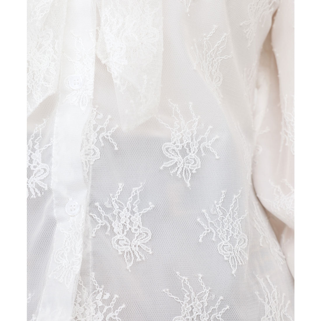 ロイヤルパーティー ROYAL PARTY レースコールドショルダーリボンブラウス （オフホワイト） オフホワイト