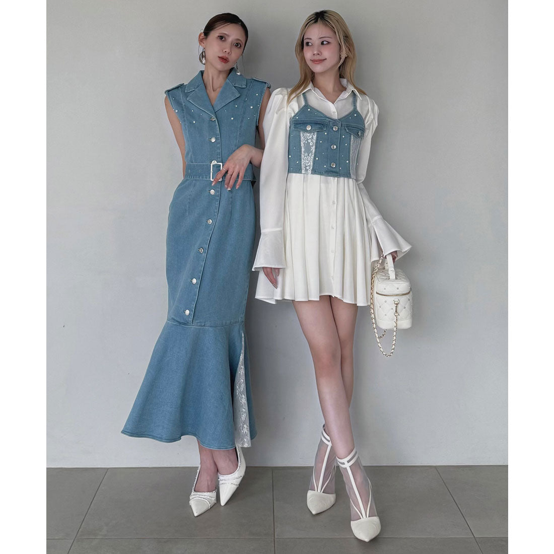ロイヤルパーティー ROYAL PARTY liberty デニムノースリーブマーメイドワンピース （ブリーチ） ブリーチ