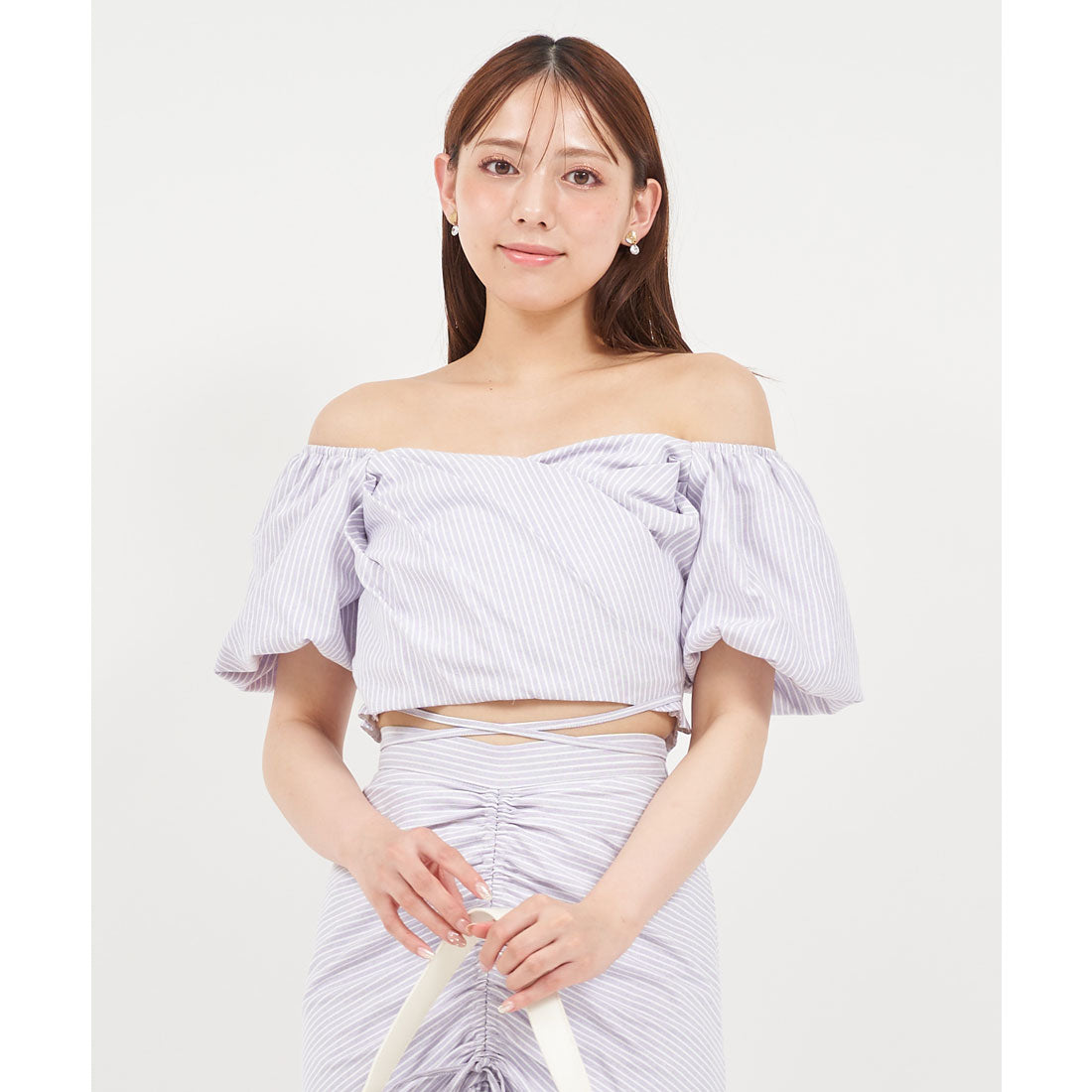 ロイヤルパーティー ROYAL PARTY ウエストクロスタックカシュクールトップス （パープル） パープル