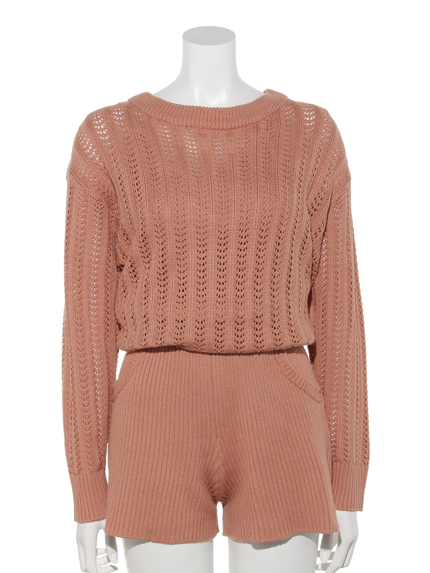 ロイヤルパーティー ROYAL PARTY 透かし編みロンパース （オレンジ） オレンジ