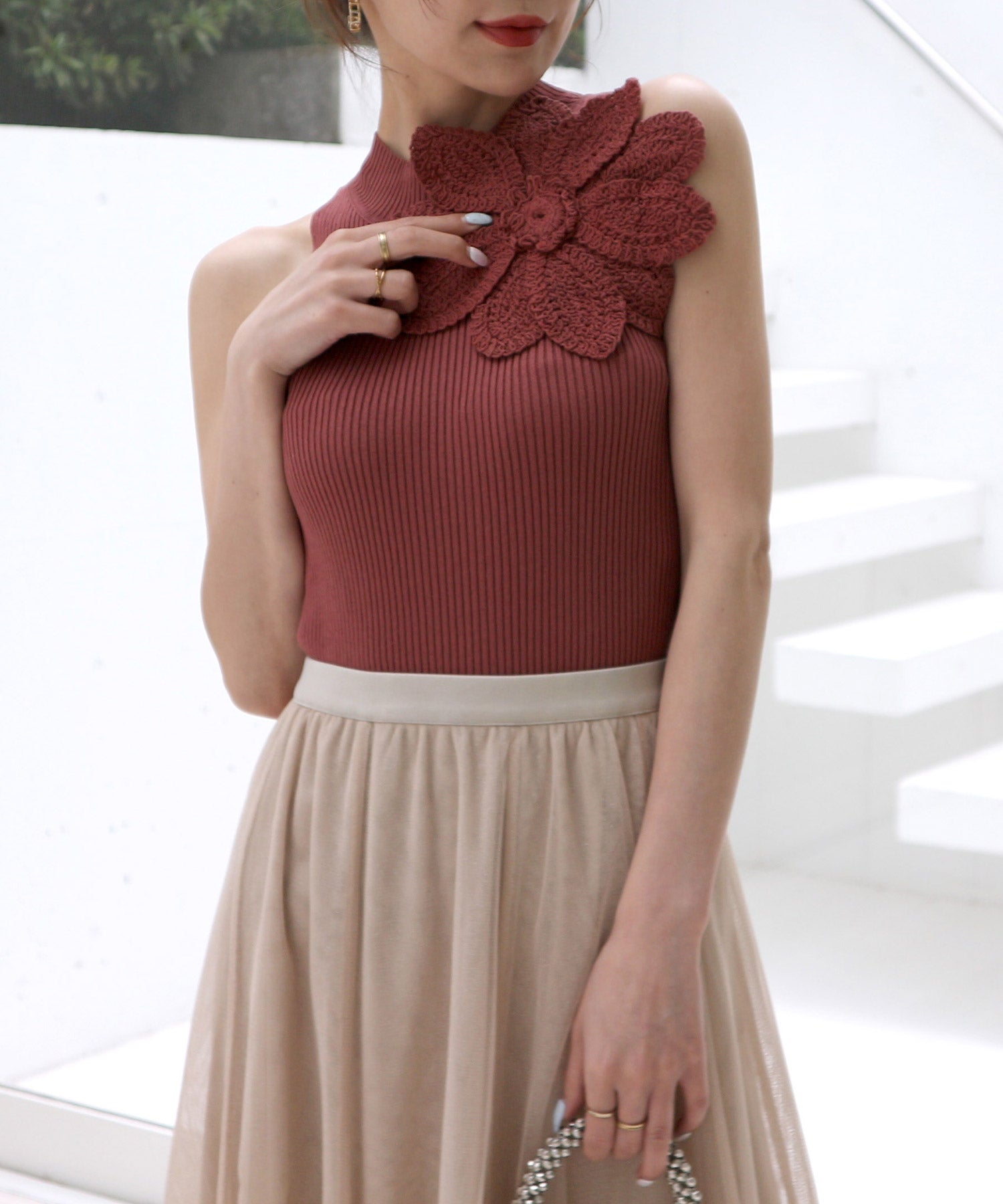 Royal Party Crochet Corsage Amesteri Top