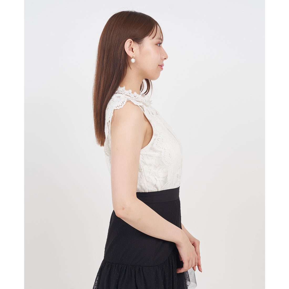 ロイヤルパーティー ROYAL PARTY レースノースリーブカットトップス （ピンク） ピンク