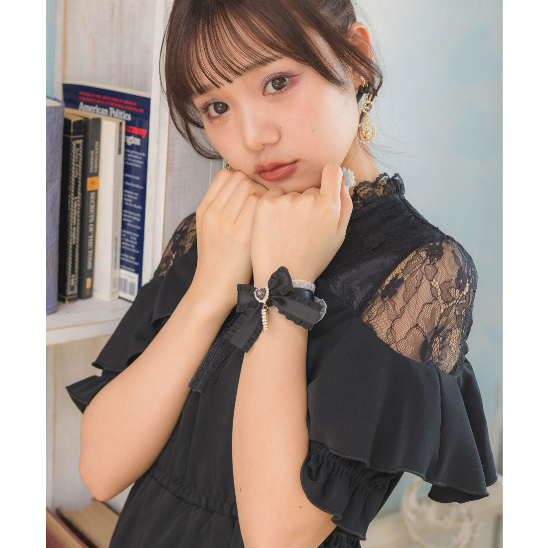 ロジータ ROJITA フリルリボンハートビジュブレスレット