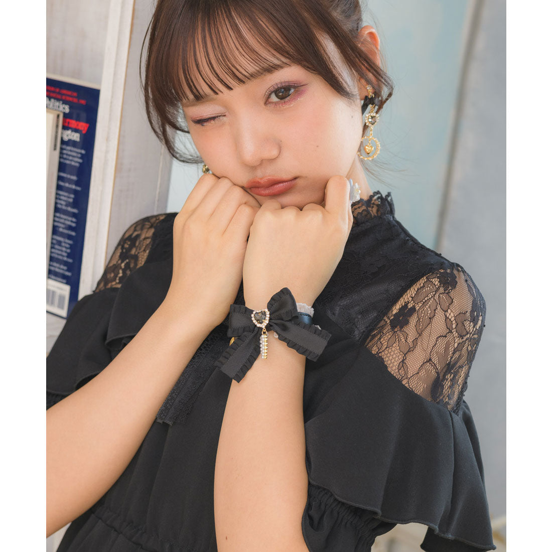 ロジータ ROJITA フリルリボンハートビジュブレスレット