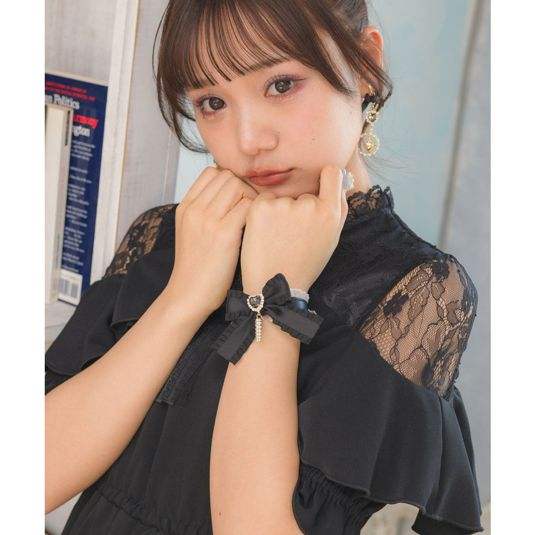 ロジータ ROJITA フリルリボンハートビジュブレスレット