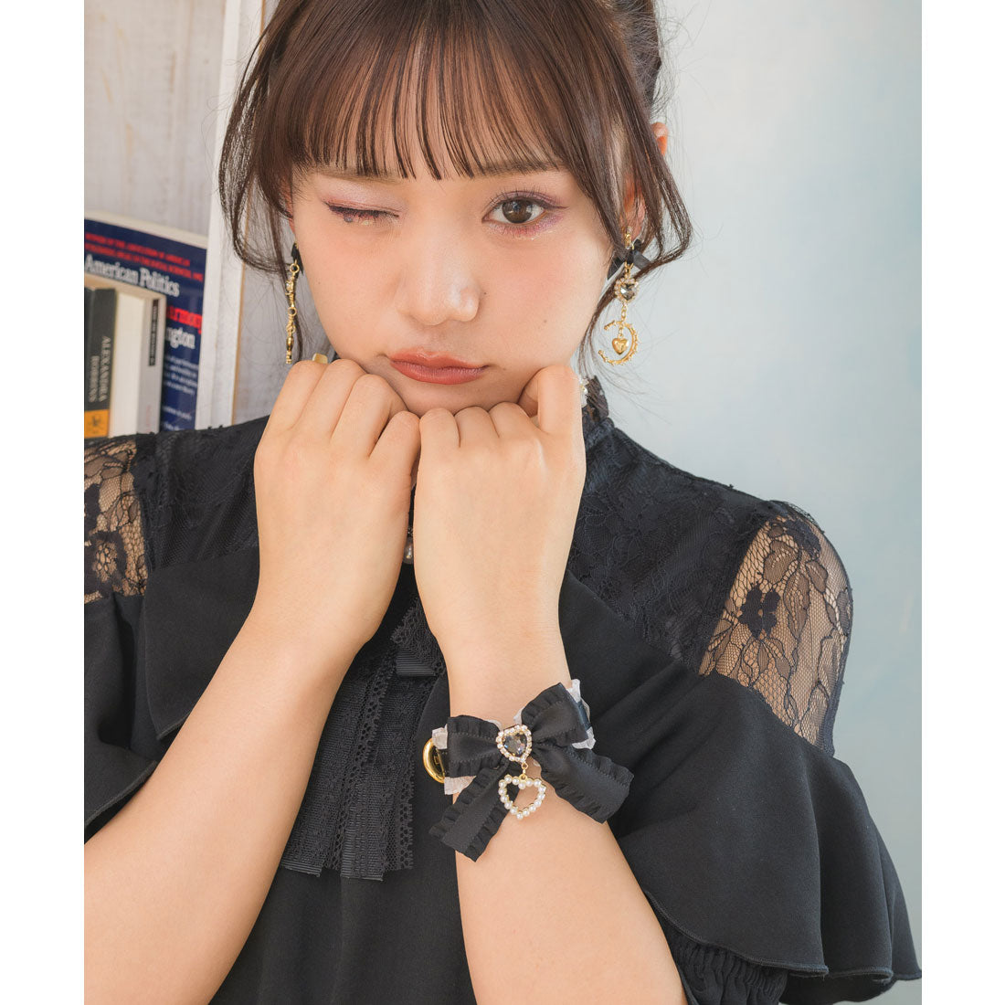 ロジータ ROJITA フリルリボンハートビジュブレスレット
