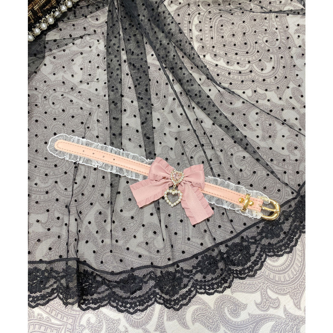 ロジータ ROJITA フリルリボンハートビジュブレスレット,ピンク
