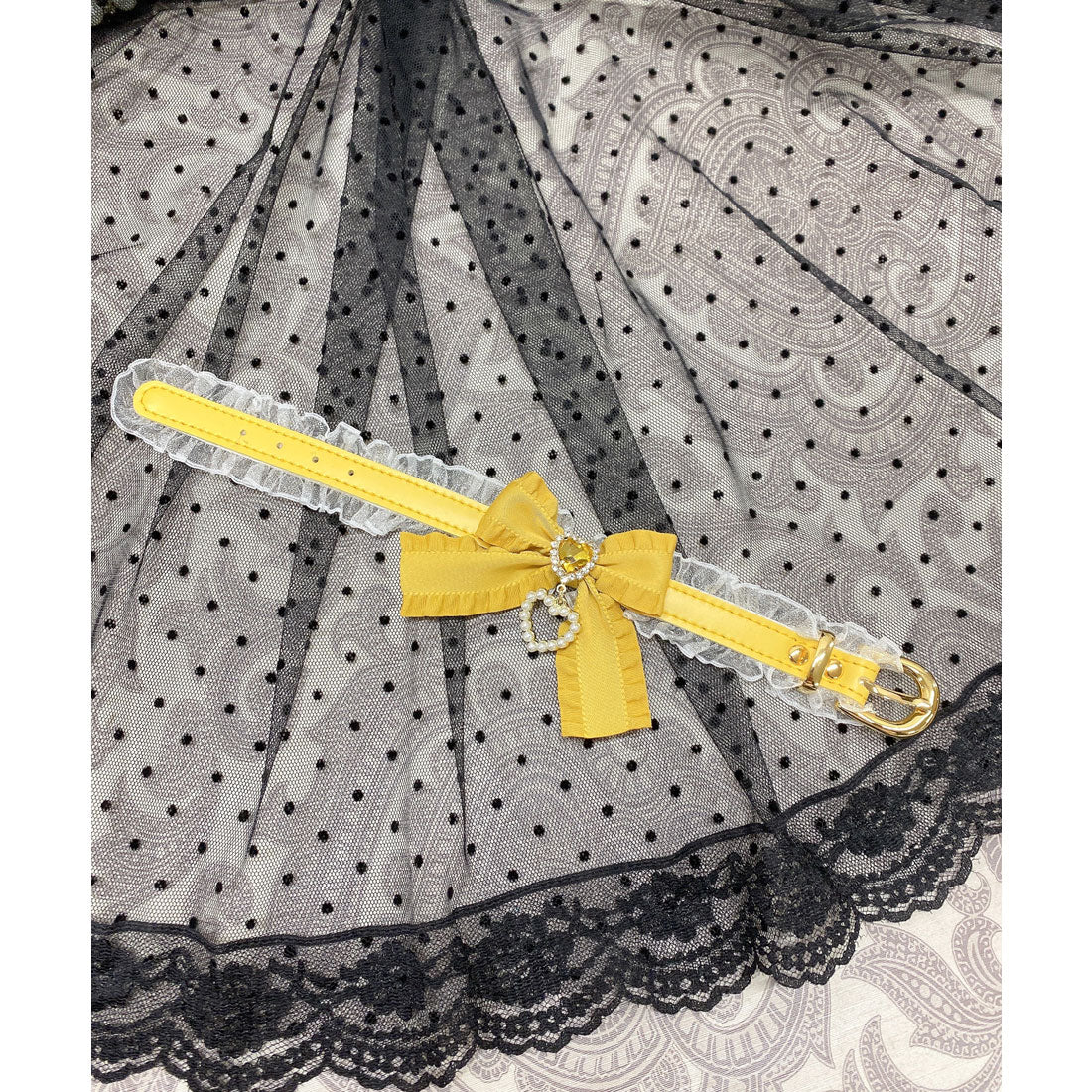 ロジータ ROJITA フリルリボンハートビジュブレスレット,イエロー