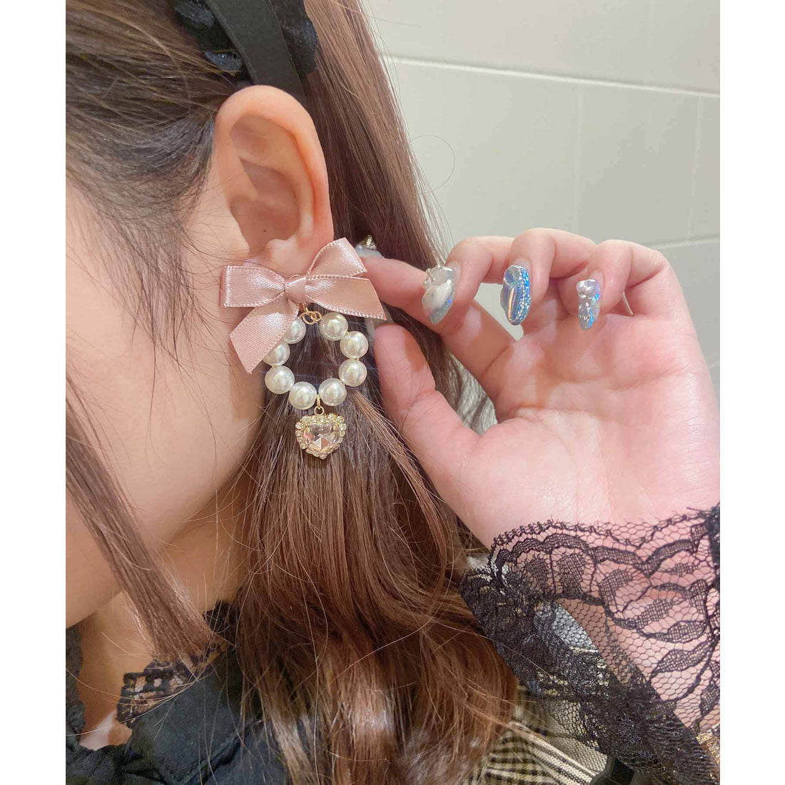 ロジータ ROJITA リボン付サークルパールピアス （ピンク） ピンク