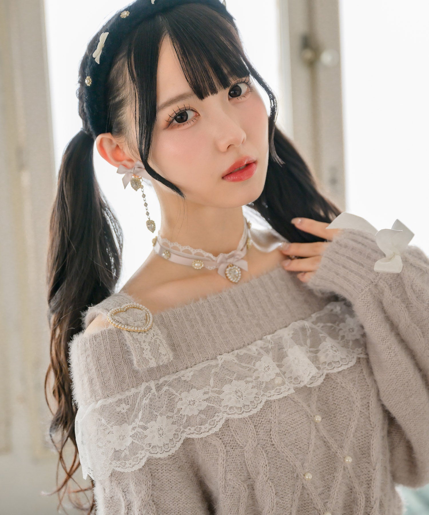 ロジータ ROJITA ゆらゆらパールリボンイヤリング