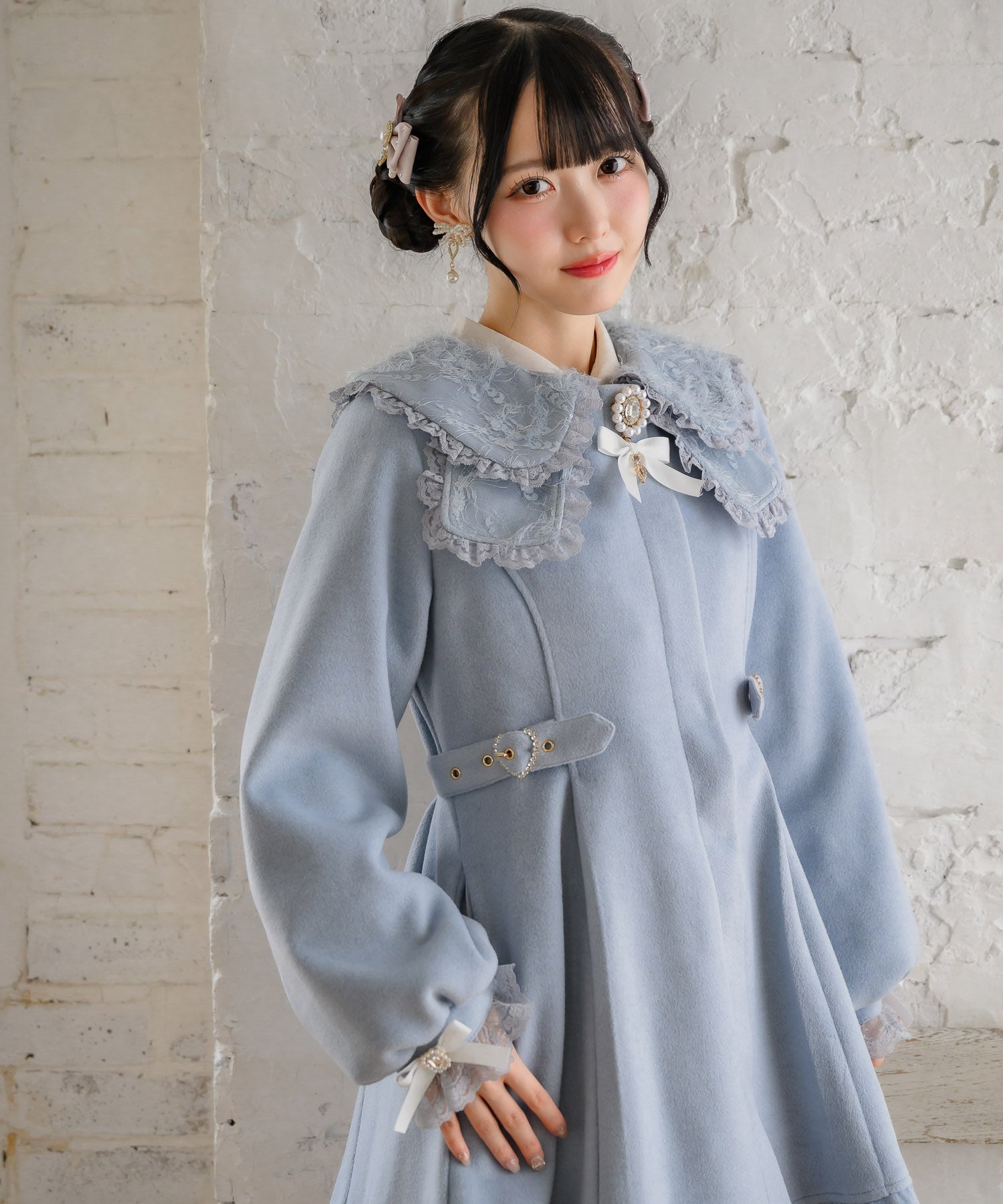 ロジータ ROJITA フェザーレースリボン衿コート