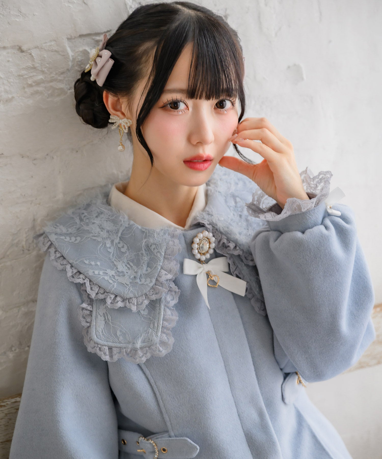 ロジータ ROJITA フェザーレースリボン衿コート