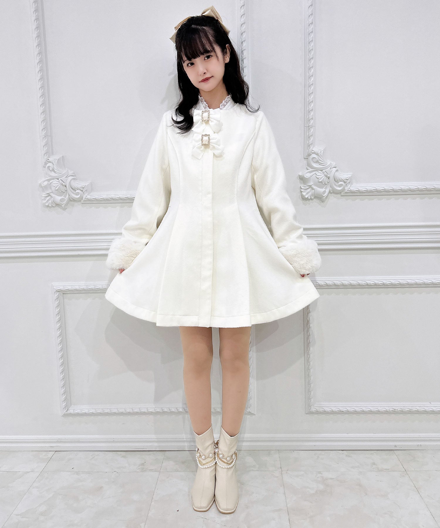 ロジータ ROJITA ファーティペット付きトリプルリボンコート