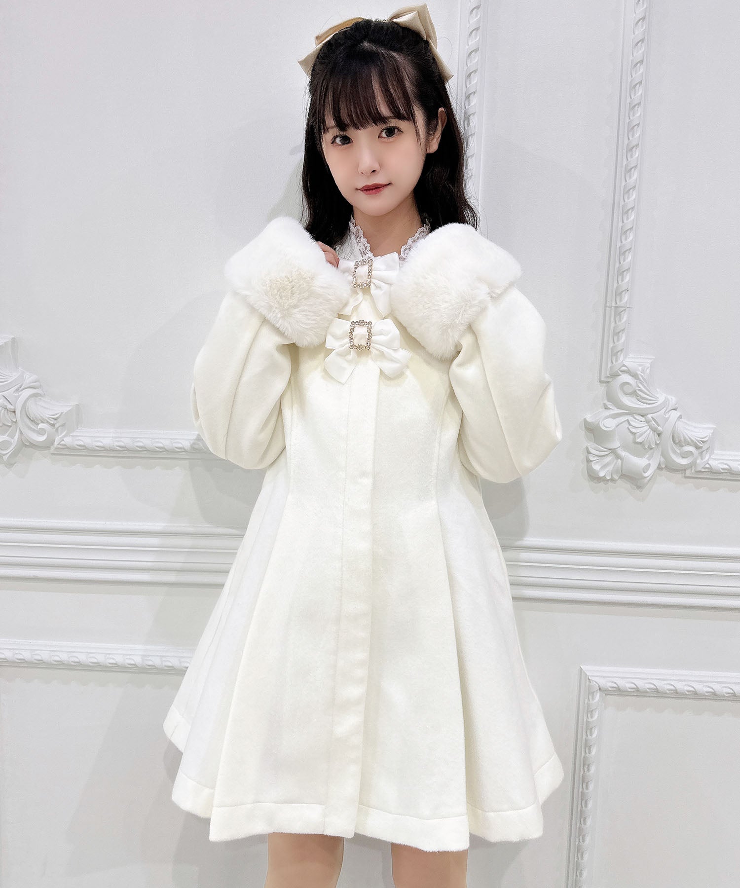 ロジータ ROJITA ファーティペット付きトリプルリボンコート