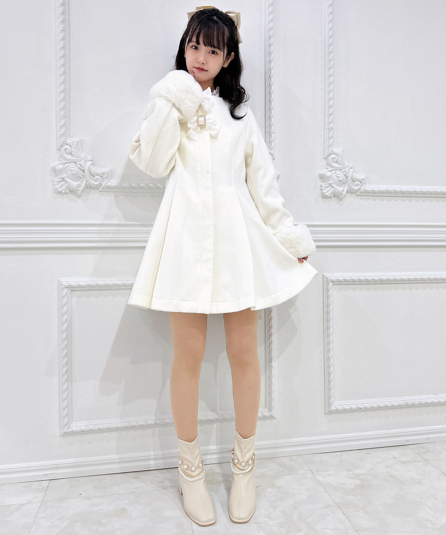 ロジータ ROJITA ファーティペット付きトリプルリボンコート