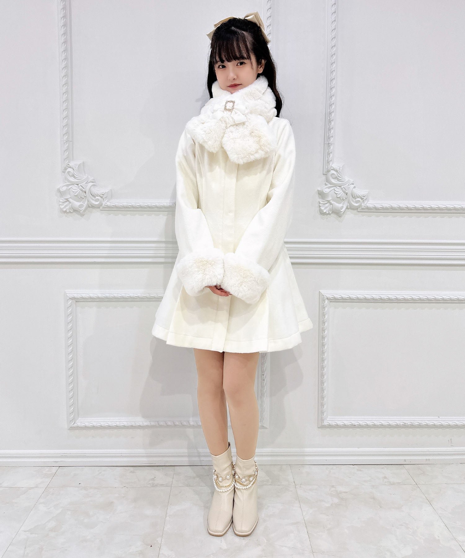 ロジータ ROJITA ファーティペット付きトリプルリボンコート