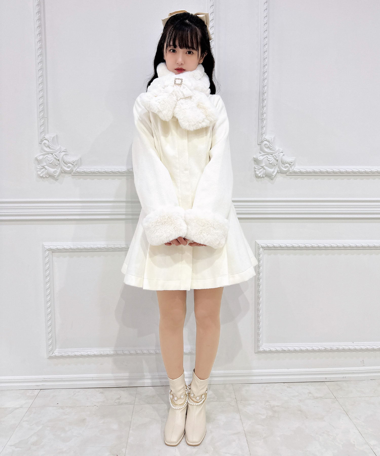 ロジータ ROJITA ファーティペット付きトリプルリボンコート
