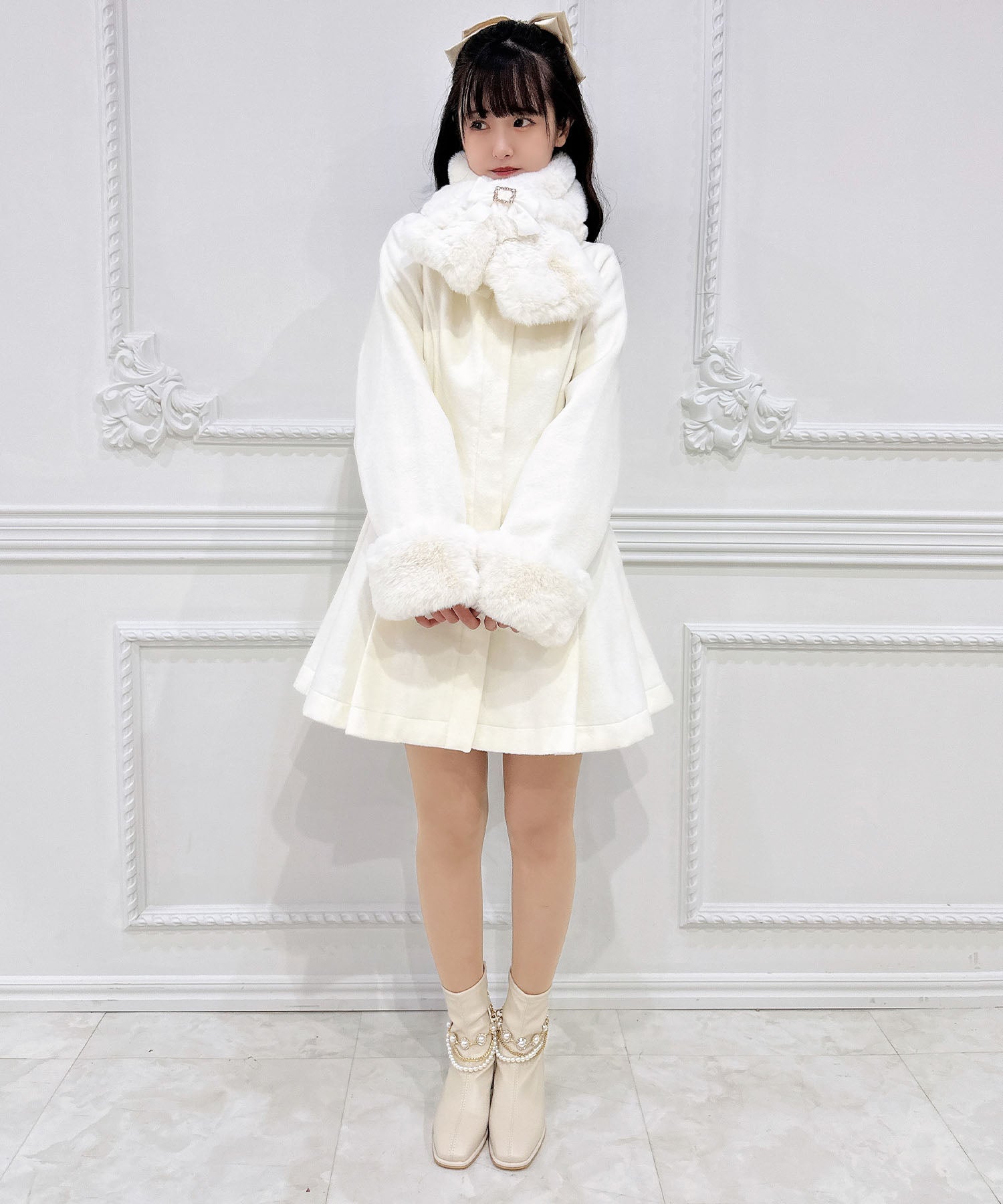 ロジータ ROJITA ファーティペット付きトリプルリボンコート