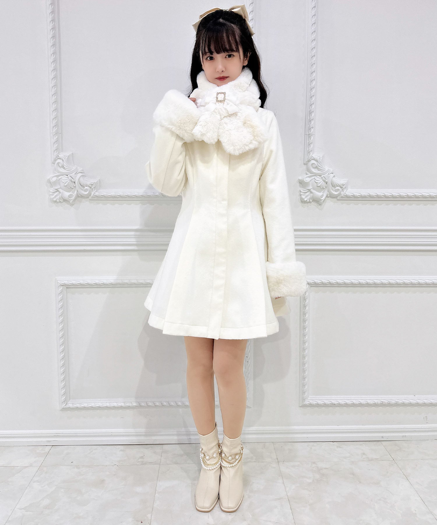 ロジータ ROJITA ファーティペット付きトリプルリボンコート