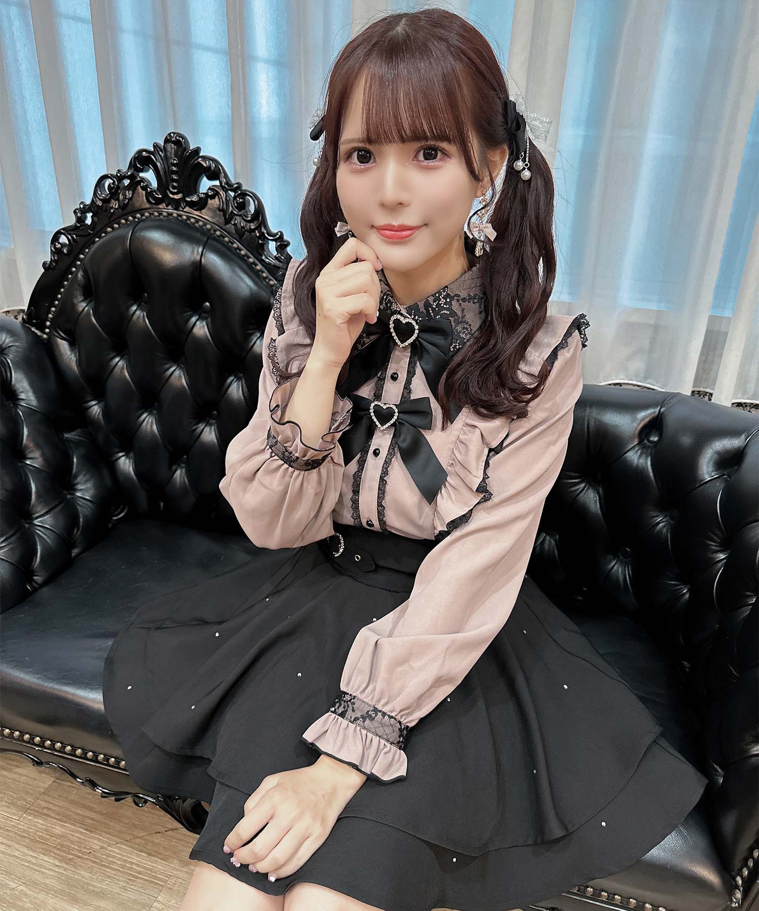 ロジータ ROJITA ダブルリボンラッフルフリル配色ブラウス