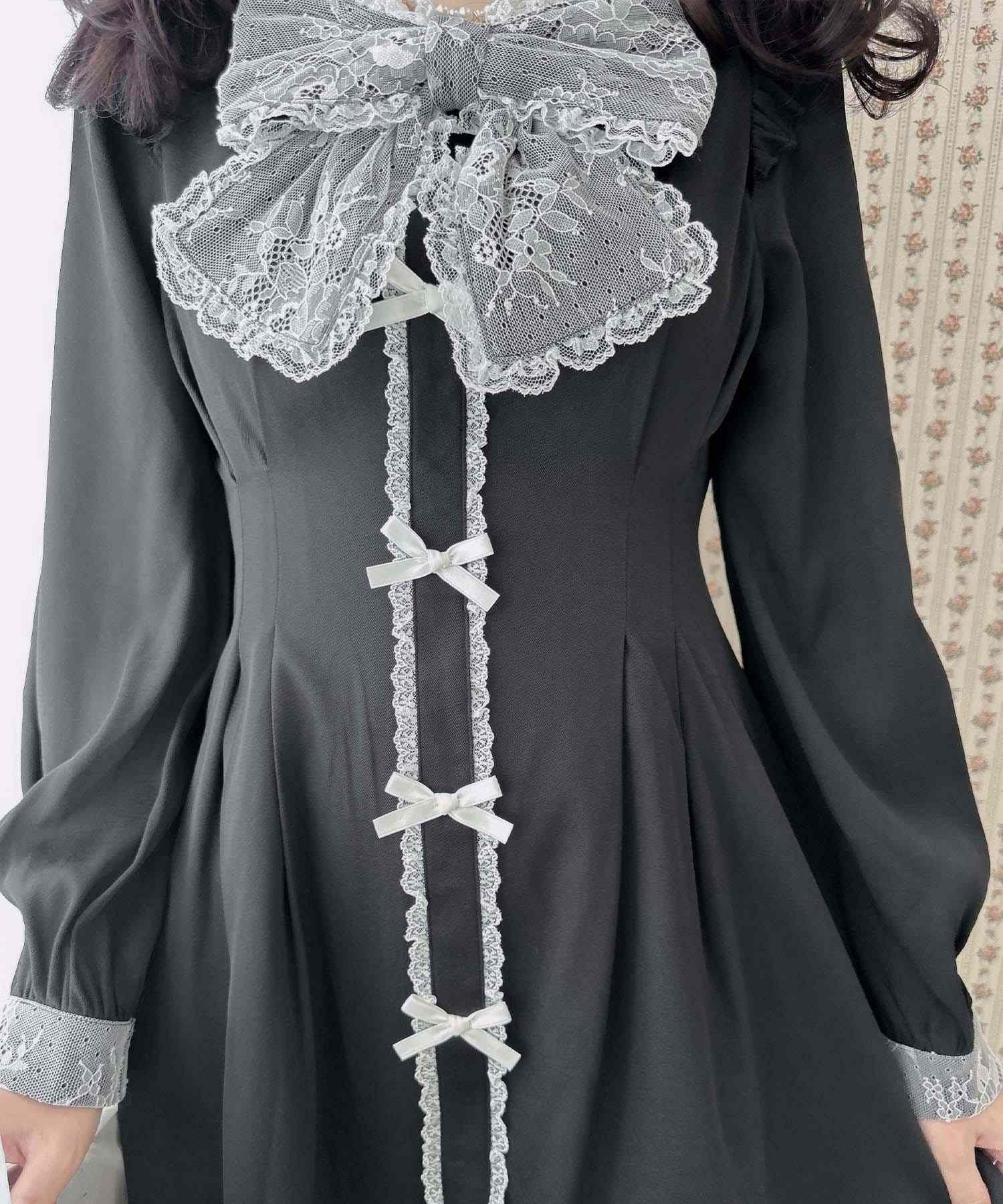 ROJITA ROJITA Big Ribbon One-Piece Dress with Decollete Charm