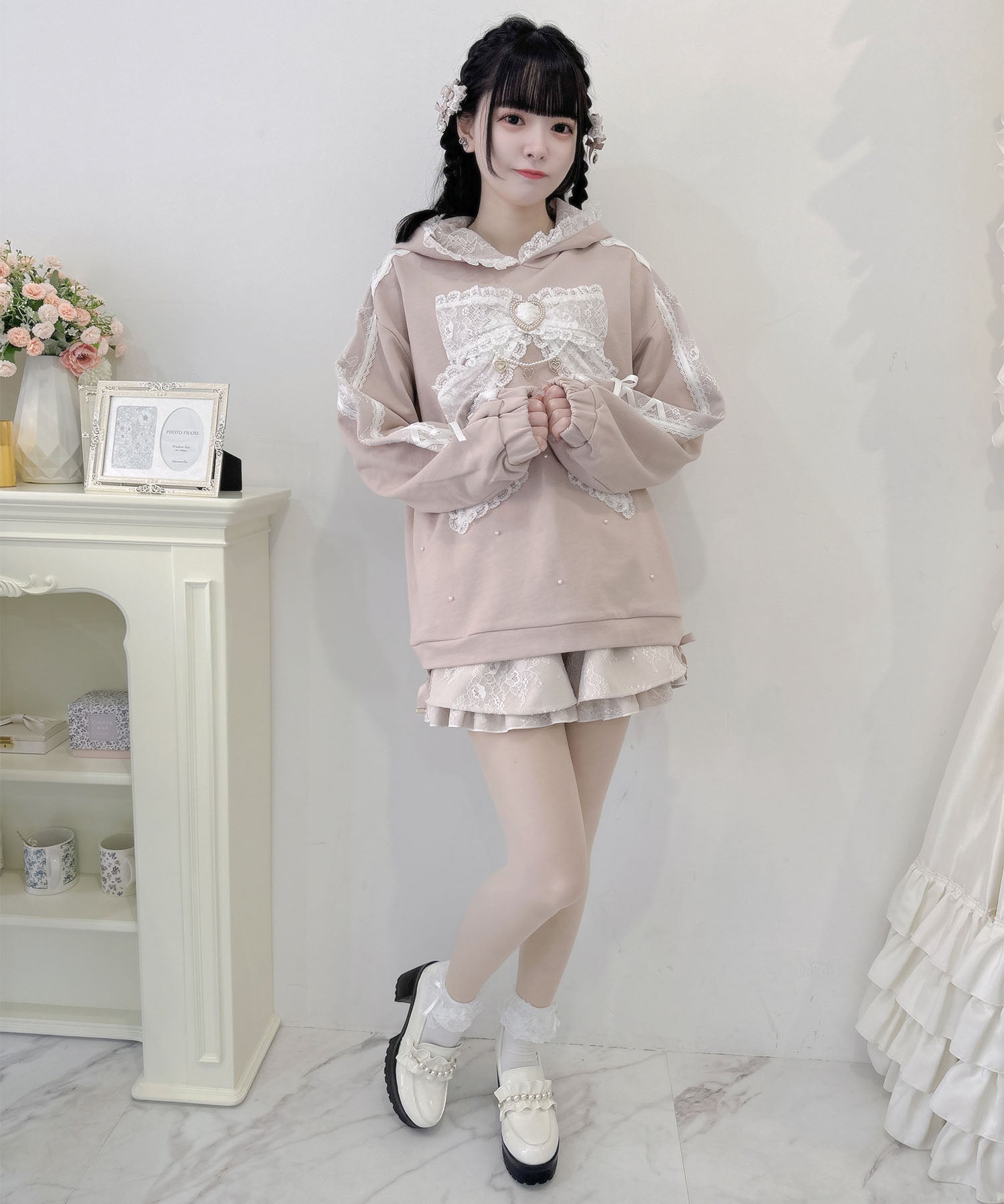 ROJITA ROJITA Ribbon Design Back Fabric Sweat Mini Dress