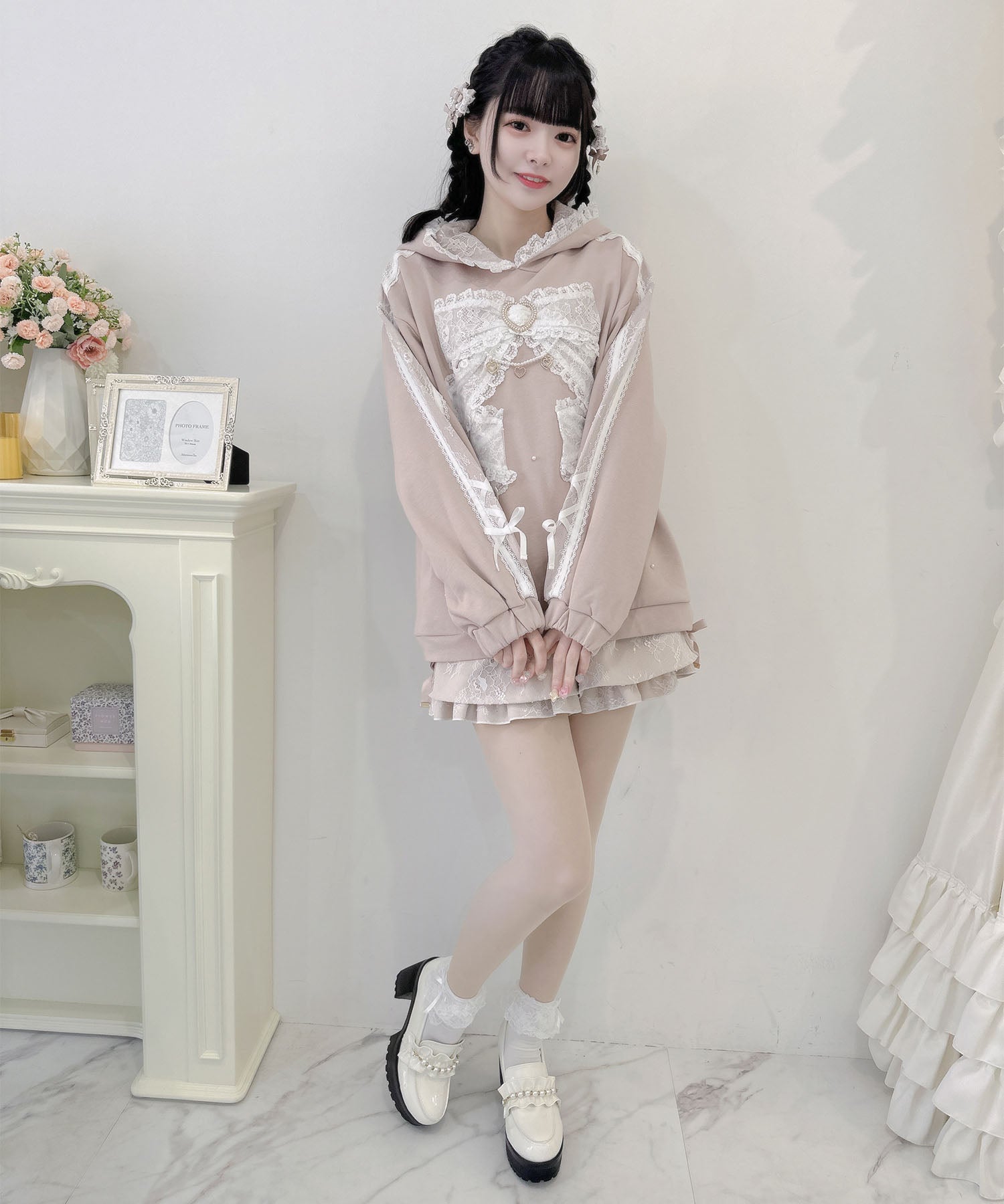 ROJITA ROJITA Ribbon Design Back Fabric Sweat Mini Dress