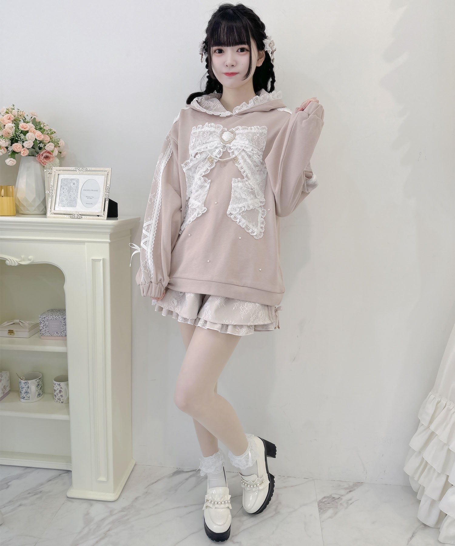 ROJITA ROJITA Ribbon Design Back Fabric Sweat Mini Dress