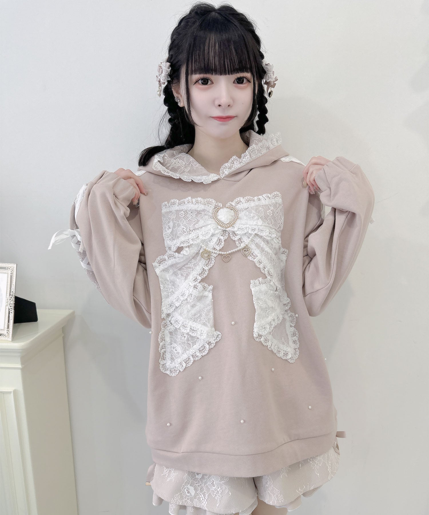 ROJITA ROJITA Ribbon Design Back Fabric Sweat Mini Dress