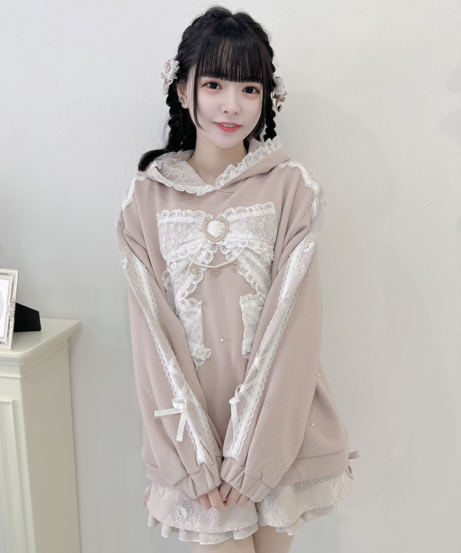 ROJITA ROJITA Ribbon Design Back Fabric Sweat Mini Dress